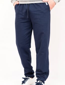 Pantalón de Felpa con Puño Azul Marino