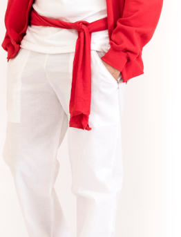 Pack San Fermín para Hombre y Mujer Pantalón Largo Algodón Cremallera y Camiseta Manga Corta incluye Pañuelo y Faja
